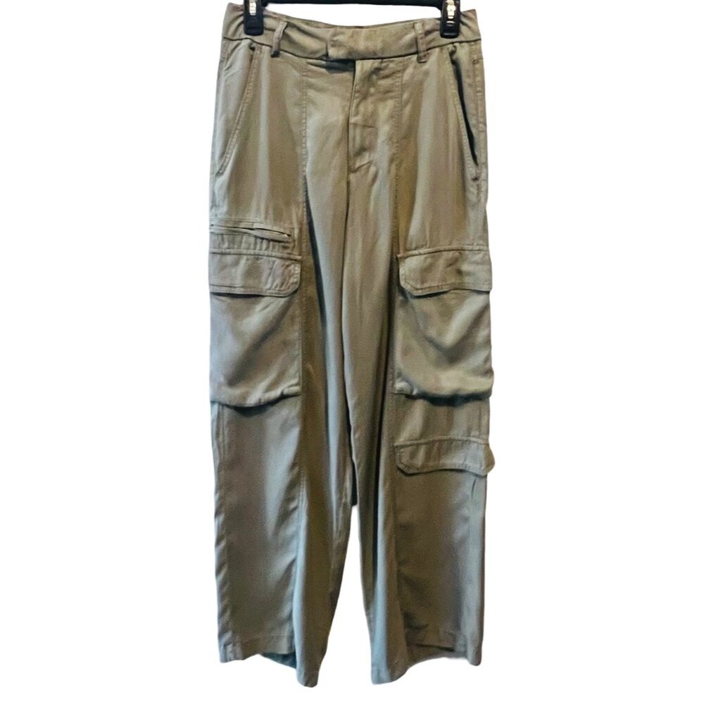 SO Green Khaki Wide Leg High Waisted Cargo Pants
